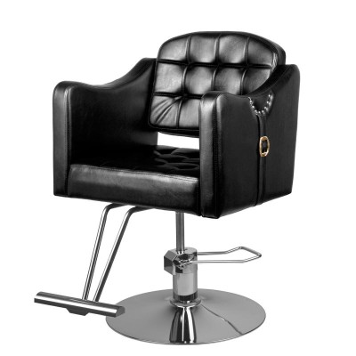 Czarna stylowa krzesło do stylizacji z regulowaną pompą hydrauliczną