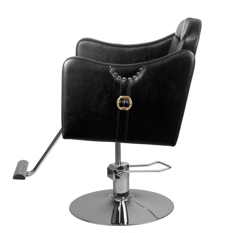 Czarna stylowa krzesło do stylizacji z regulowaną pompą hydrauliczną