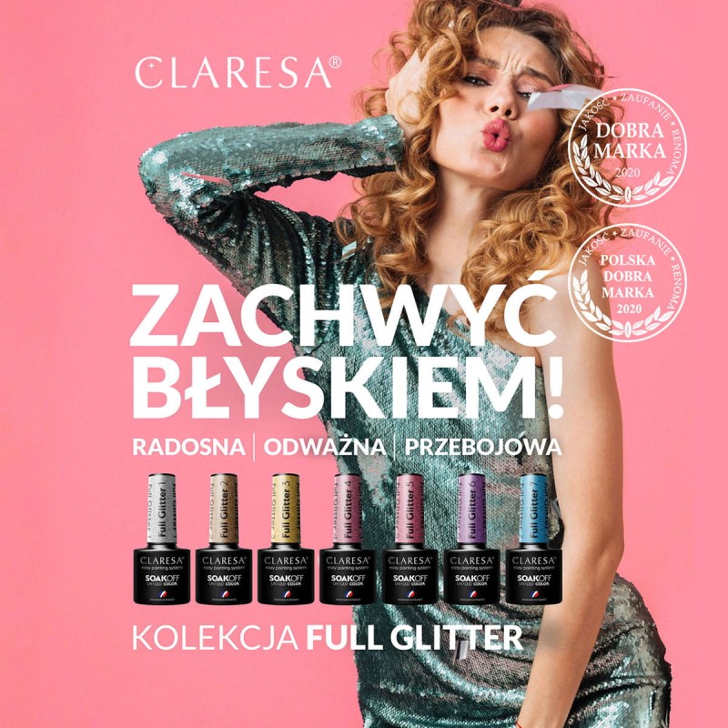 CLARESA Lakier hybrydowy FULL GLITTER 7 -5g -Hybrydowe żele i lakiery- 