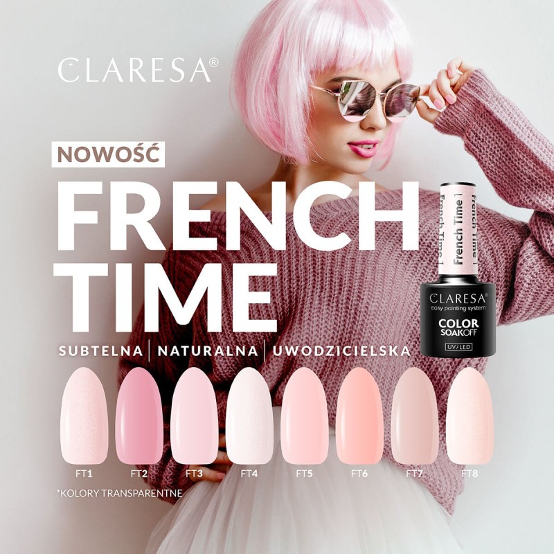 CLARESA Lakier hybrydowy French Time 4 -5g -Hybrydowe żele i lakiery- 
