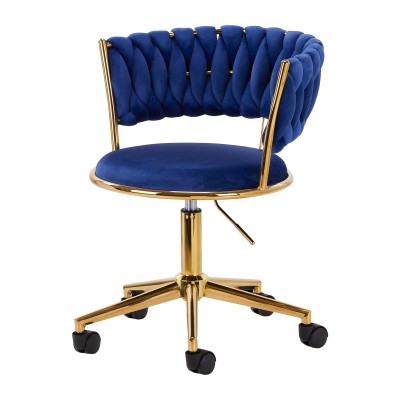 4Rico krzesło obrotowe QS-GW01G aksamit granatowe -Hokery- 