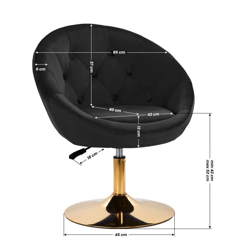 4Rico fotel obrotowy QS-BL12B aksamit czarny -Hokery- 