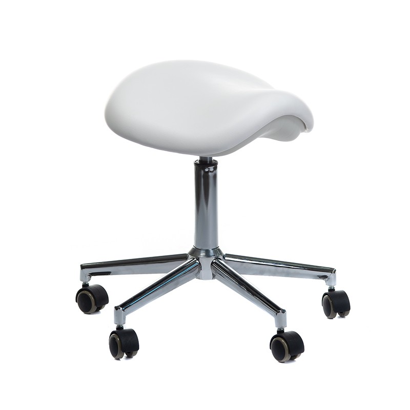 White cosmetic stool with casters