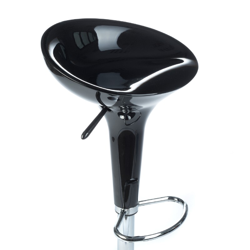 Black bar stool with footrest