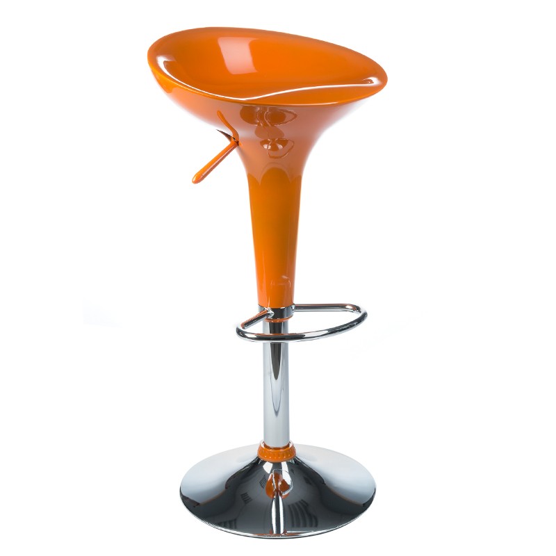 Orange barstool chrome pedestal base