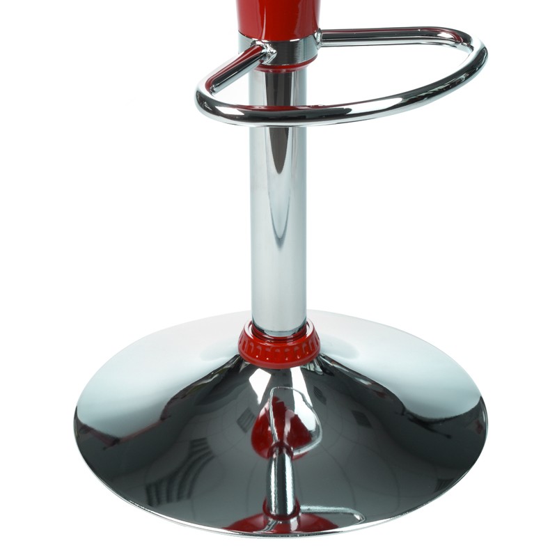 Red bar stool chrome footrest