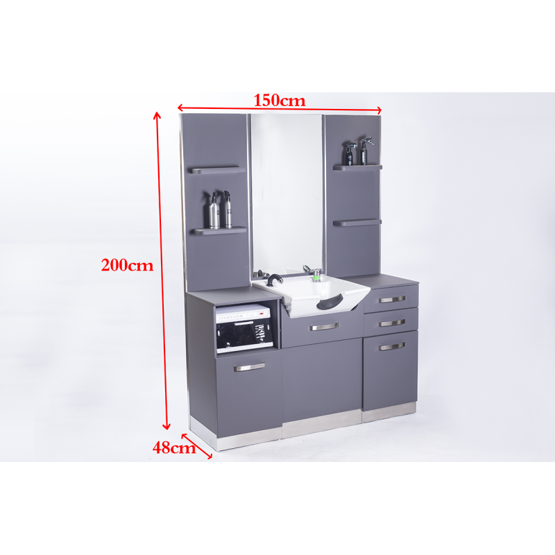 GABBIANO KONSOLA FRYZJERSKA Z UMYWALKĄ B085 SZARA -Konsole fryzjerskie- 