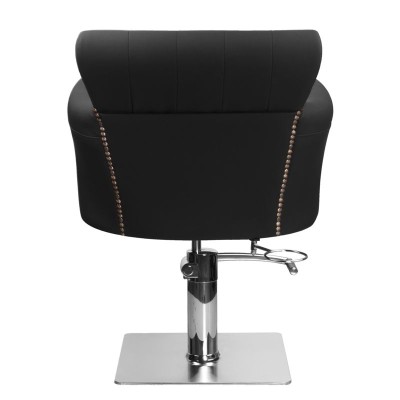 Black salon chair with footrest