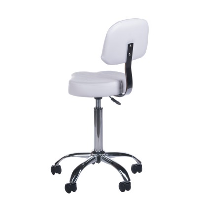 White cosmetic stool with backrest