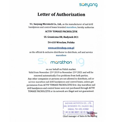 Saeyang frezarka Marathon 3 Champion black + H200 -Frezarka do paznokci- 