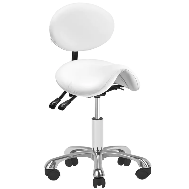 White cosmetic stool with wheels