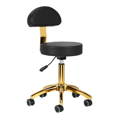 Black cushioned stool gold legs
