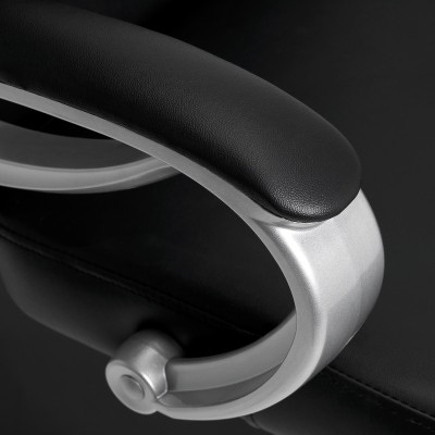 Czarna stacja do mycia włosów z fotelem