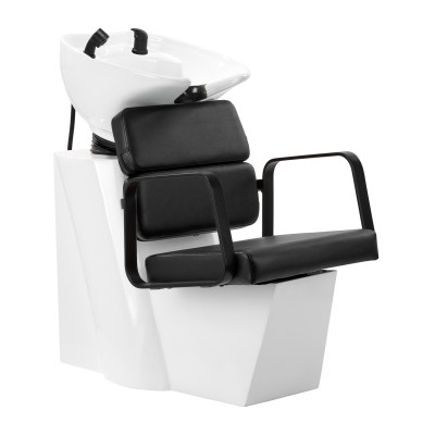 Black salon shampoo chair unit