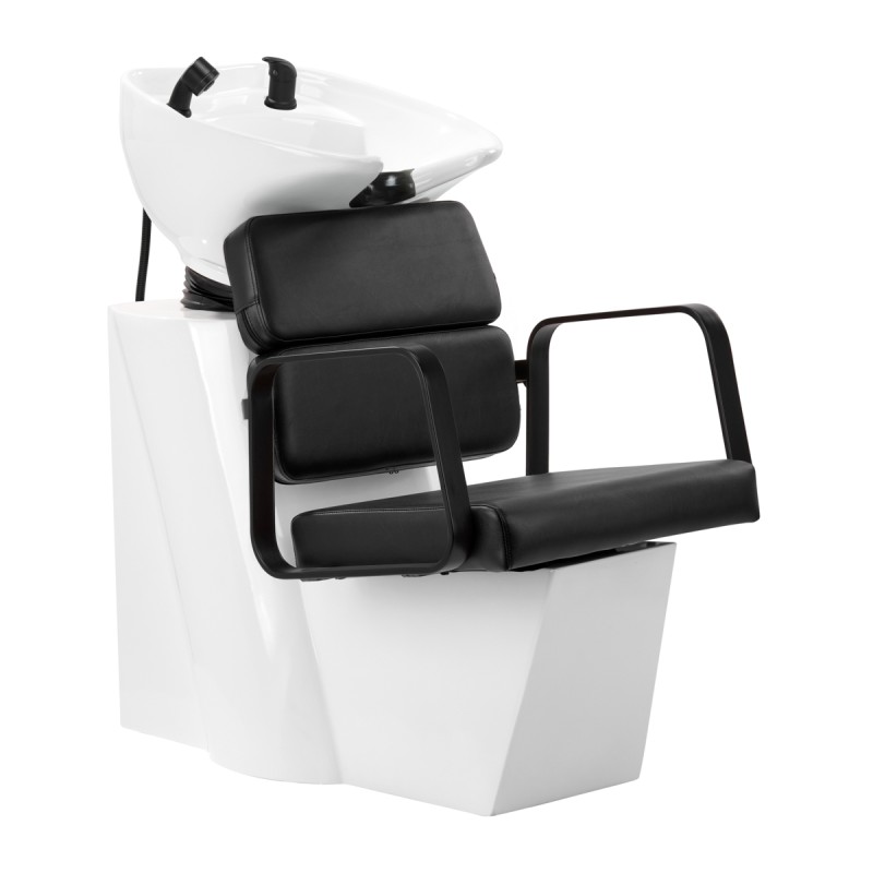 Black salon shampoo chair unit