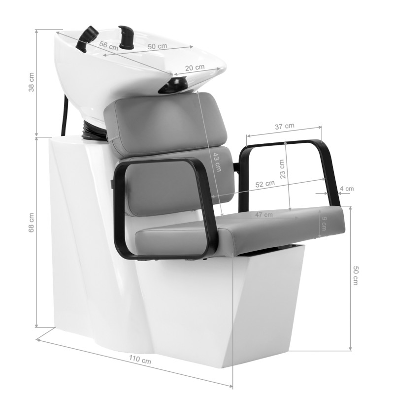 Black gray salon shampoo basin