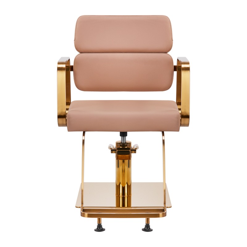 Beige hairdressing chair gold base
