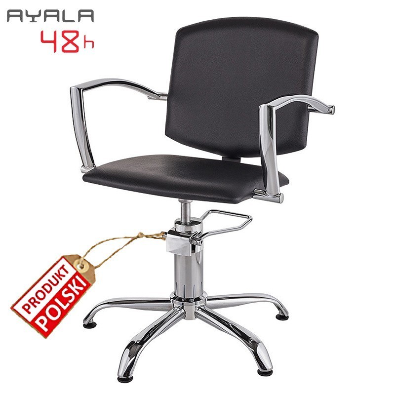 Fotel fryzjerski Pako - czarny - podstawa pięcioramienna -Fotele fryzjerskie Ayala 48h- 