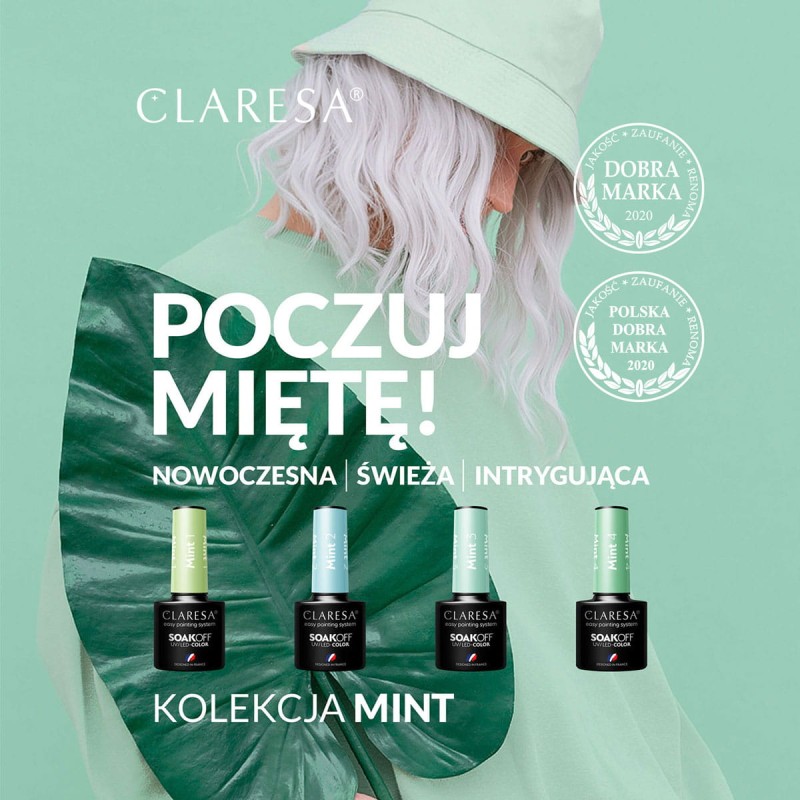 CLARESA Lakier hybrydowy MINT 2 -5g -Hybrydowe żele i lakiery- 