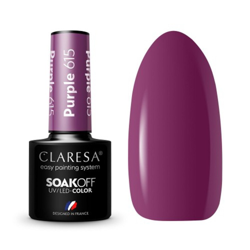 CLARESA Lakier hybrydowy PURPLE 615 -5g -Hybrydowe żele i lakiery- 