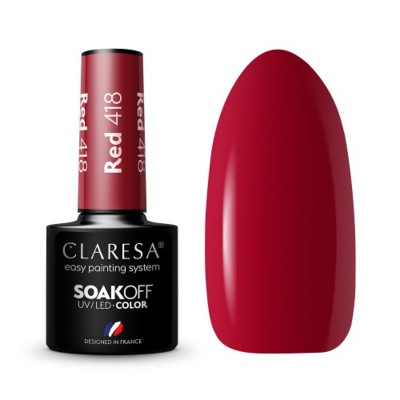CLARESA Lakier hybrydowy RED 418 -5g -Hybrydowe żele i lakiery- 