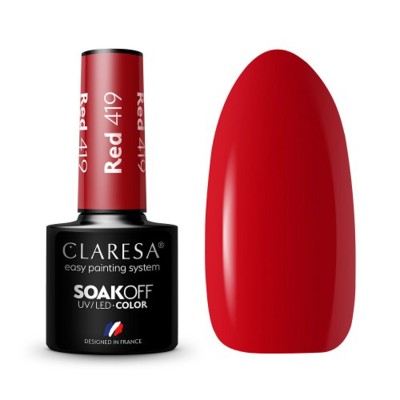 CLARESA Lakier hybrydowy RED 419 -5g -Hybrydowe żele i lakiery- 