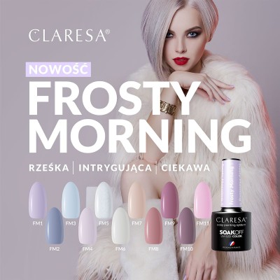 CLARESA Lakier hybrydowy Frosty Morning 2 -5g -Hybrydowe żele i lakiery- 