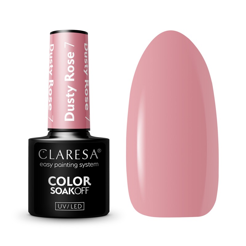 CLARESA Lakier hybrydowy DUSTY ROSE 7 -5g -Hybrydowe żele i lakiery- 