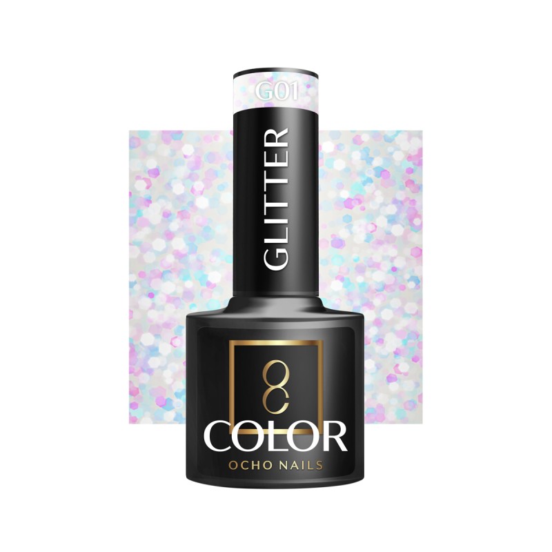 OCHO NAILS Lakier hybrydowy glitter G01 -5 g -Hybrydowe żele i lakiery- 