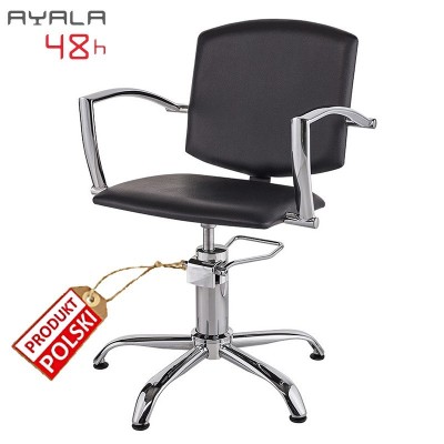 Fotel fryzjerski Pako - czarny - podstawa pięcioramienna -Fotele fryzjerskie Ayala 48h- 