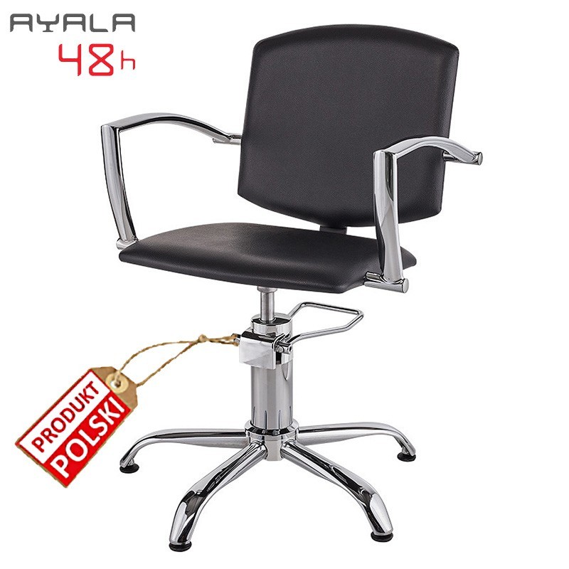 Fotel fryzjerski Pako - czarny - podstawa pięcioramienna -Fotele fryzjerskie Ayala 48h- 