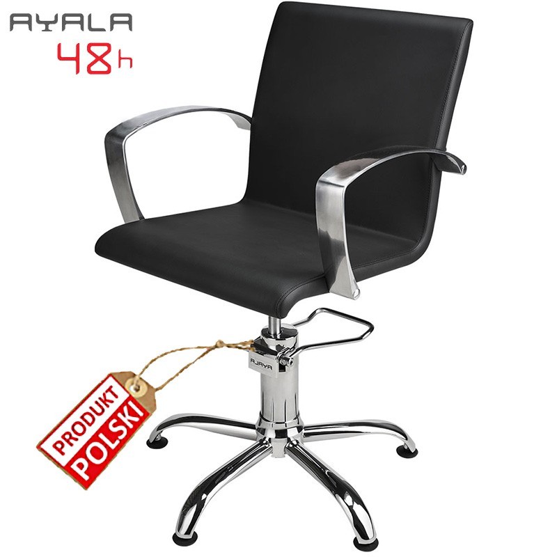 Fotel fryzjerski Partner - czarny -  podstawa pięcioramienna -Fotele fryzjerskie Ayala 48h- 