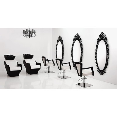 Myjnia fryzjerska Techno - czarna - czarna misa -Fotele fryzjerskie Ayala 48h- 