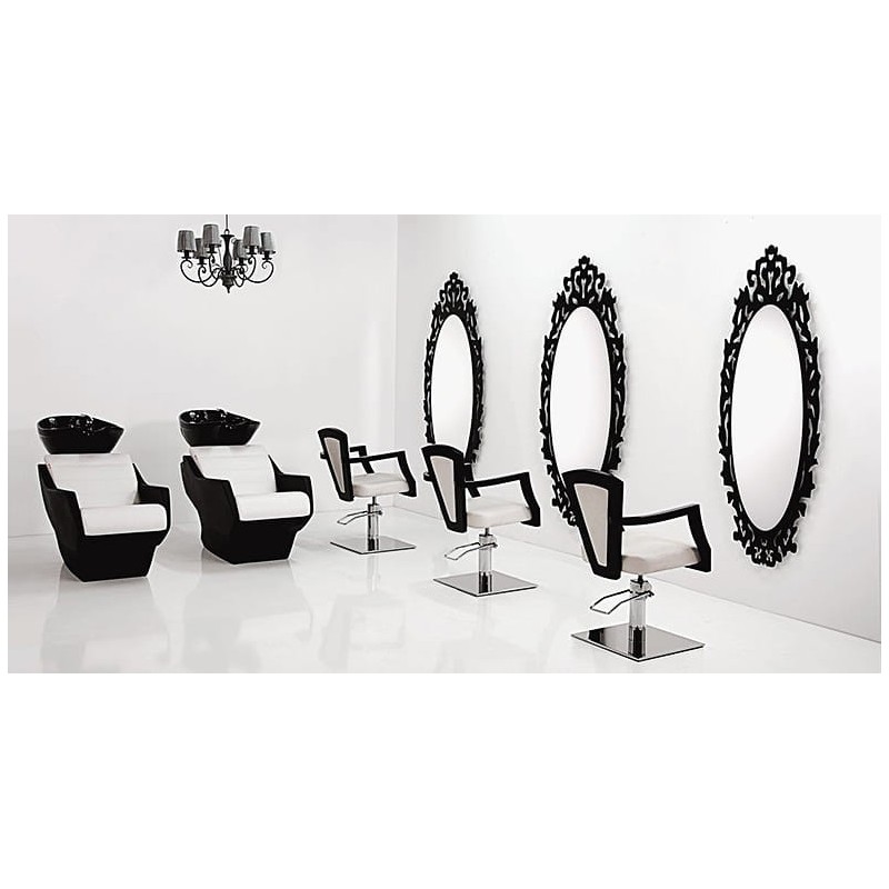 Myjnia fryzjerska Techno - czarna - biała misa -Fotele fryzjerskie Ayala 48h- 