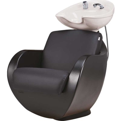 Myjnia fryzjerska Thomas - czarna - biała misa -Fotele fryzjerskie Ayala 48h- 