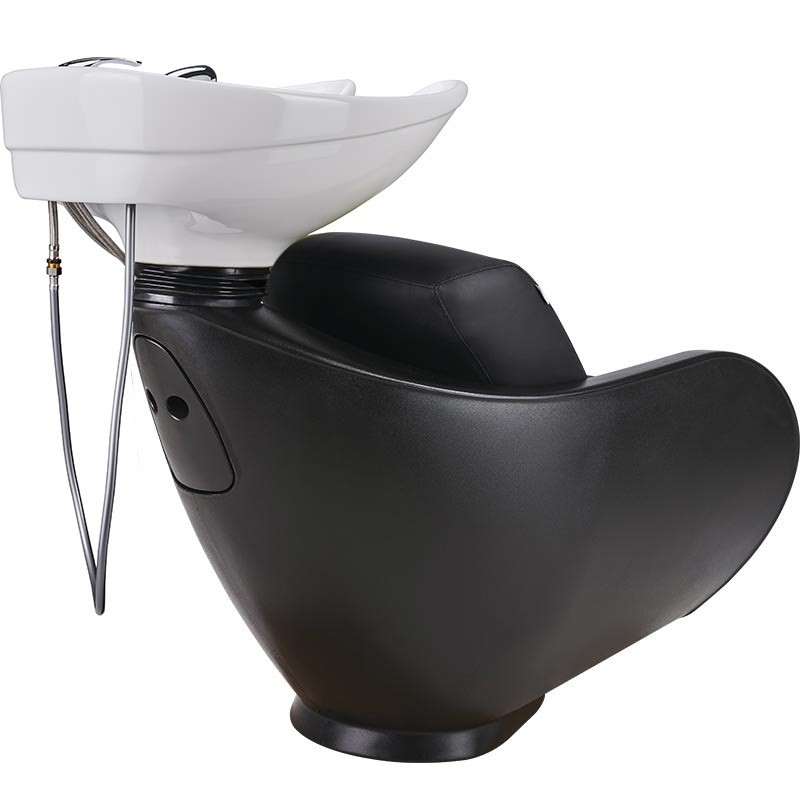 Myjnia fryzjerska Thomas - czarna - biała misa -Fotele fryzjerskie Ayala 48h- 