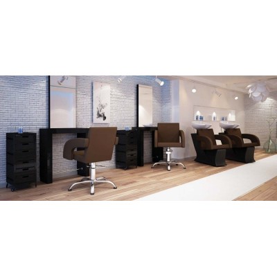 Myjnia fryzjerska Lady Y Tina - czarna - czarna misa -Fotele fryzjerskie Ayala 48h- 