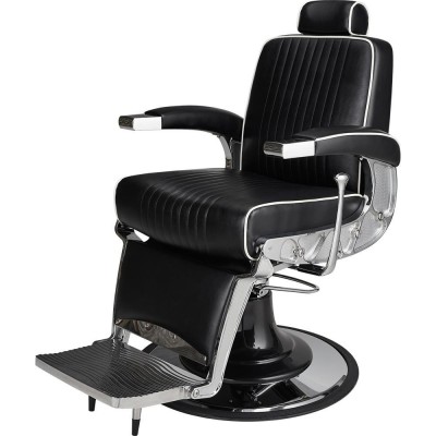 Black barber chair chrome base