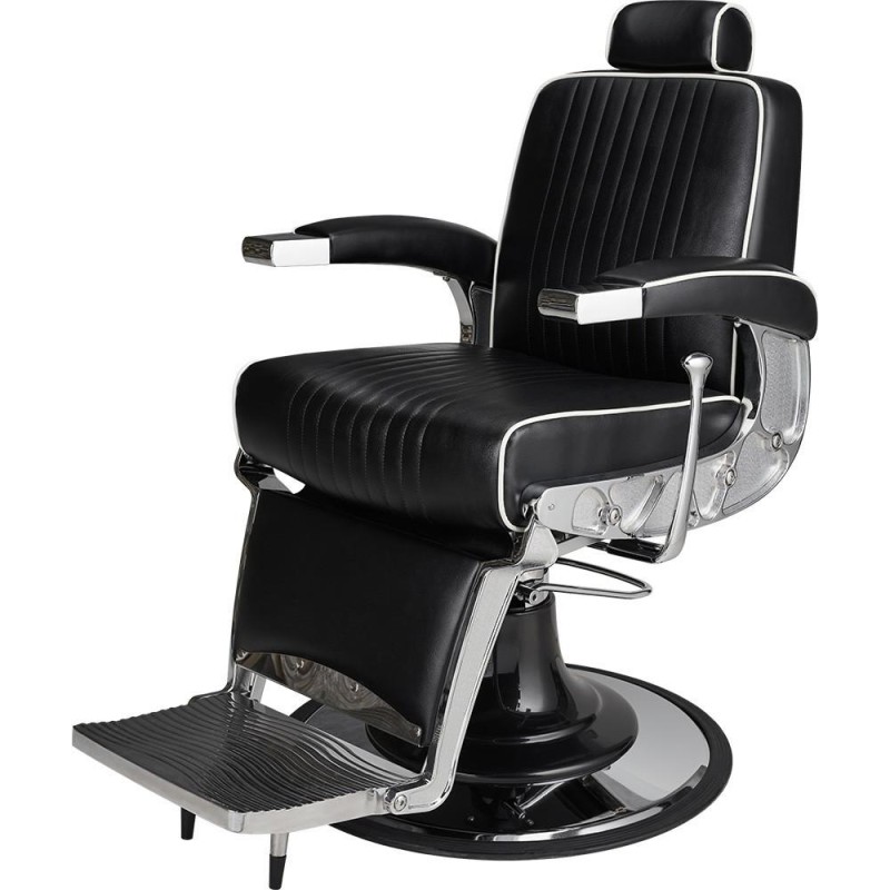 Black barber chair chrome base