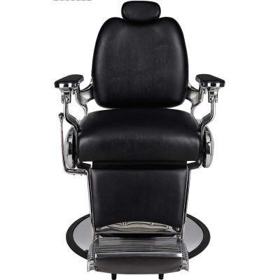 Czarny fotel barberski Duke chromowany