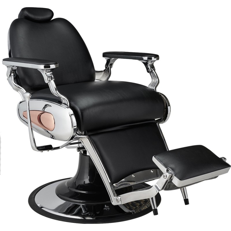 Black barber chair chrome base