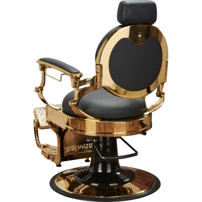 Czarny fotel barberski złota podstawa