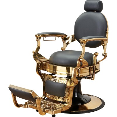 Czarny fotel barberski złota podstawa