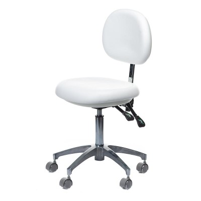 White cosmetic stool with backrest
