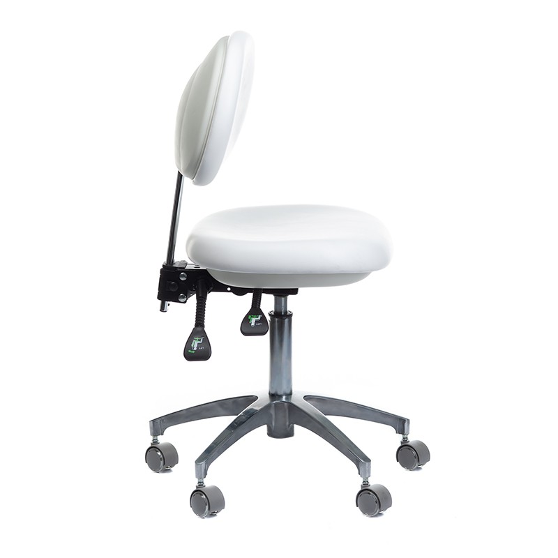 White cosmetic stool with backrest