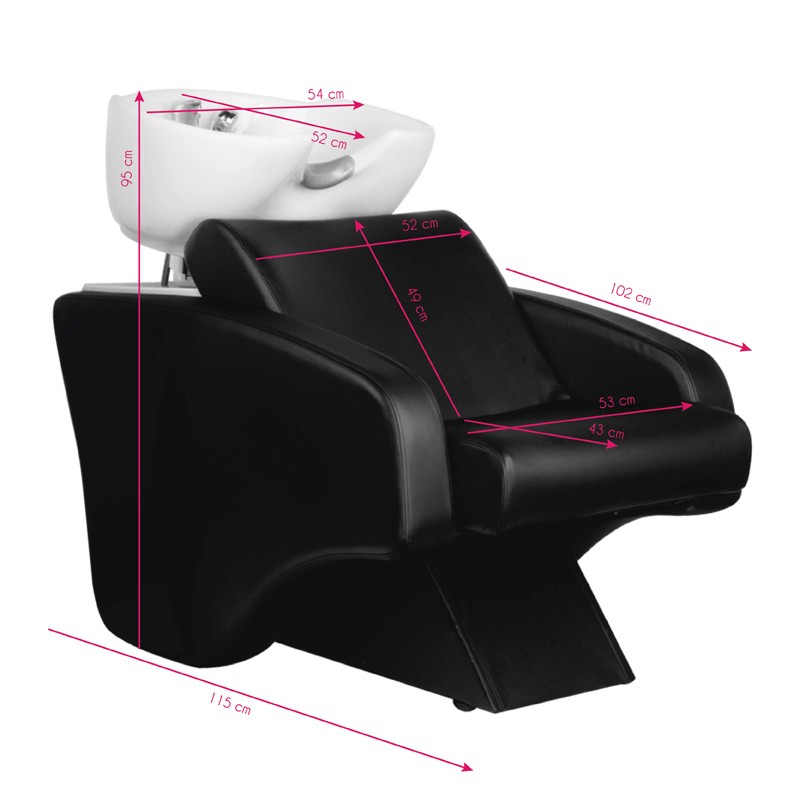 Black reclining salon shampoo chair