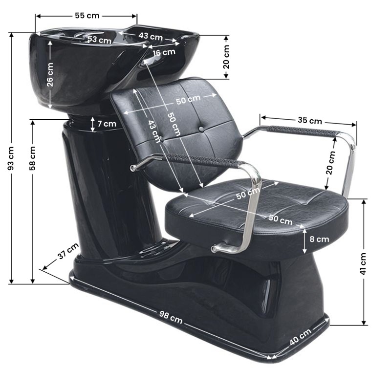 Gabbiano myjnia fryzjerska Vigo czarna -Meble fryzjerskie- 