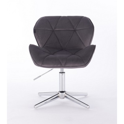 PETYR - Krzesło kosmetyczne tapicerowane grafitowym welurem -Krzesła kosmetyczne- 