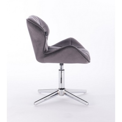 PETYR - Krzesło kosmetyczne tapicerowane grafitowym welurem -Krzesła kosmetyczne- 