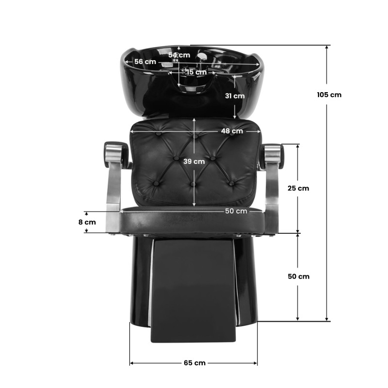 Gabbiano myjnia fryzjerska Lyon czarna -Meble fryzjerskie- 